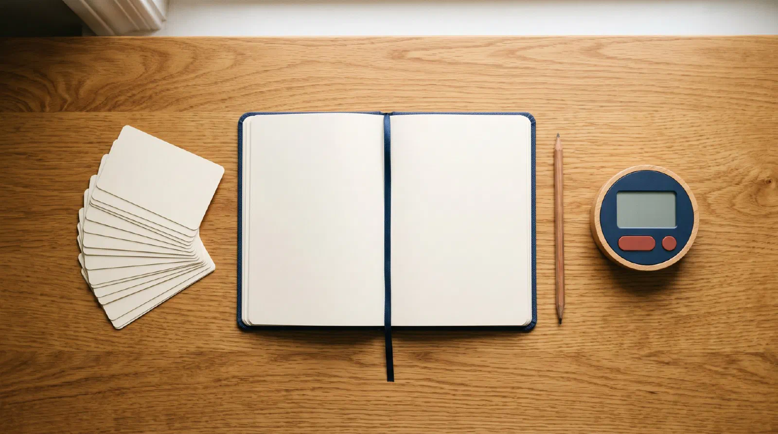 A spread of blank flashcards